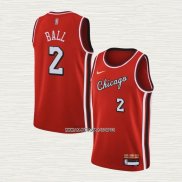 Lonzo Ball NO 2 Camiseta Chicago Bulls Ciudad 2021-22 Rojo