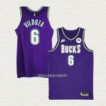 Luca Vildoza NO 6 Camiseta Milwaukee Bucks Classic 2022-23 Violeta