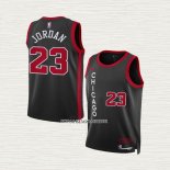 Michael Jordan NO 23 Camiseta Nino Chicago Bulls Ciudad 2023-24 Negro