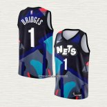 Mikal Bridges NO 1 Camiseta Brooklyn Nets Ciudad 2023-24 Negro