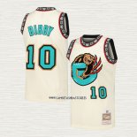 Mike Bibby NO 10 Camiseta Memphis Grizzlies Mitchell & Ness Chainstitch Crema
