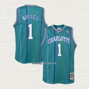 Muggsy Bogues NO 1 Camiseta Charlotte Hornets Hardwood Classics 1992-93 Verde