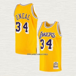 NO 34 Camiseta Los Angeles Lakers Mitchell & Ness 1996-97 Amarillo Shaquille O'Neal