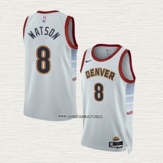 Peyton Watson NO 8 Camiseta Denver Nuggets Ciudad 2022-23 Blanco