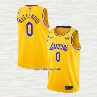 Russell Westbrook NO 0 Camiseta Los Angeles Lakers Icon 2020 Amarillo