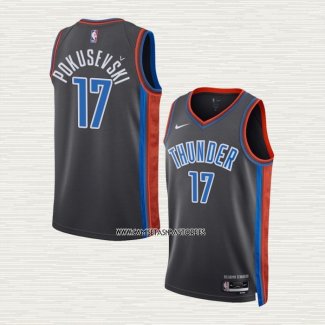 Alekse Pokusevski NO 17 Camiseta Oklahoma City Thunder Ciudad 2022-23 Gris