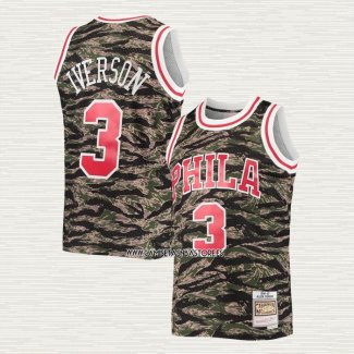 Allen Iverson NO 3 Camiseta Philadelphia 76ers Hardwood Classics 1996-97 Camuflaje