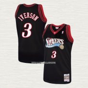 Allen Iverson NO 3 Camiseta Philadelphia 76ers Mitchell & Ness 1997-98 Negro2