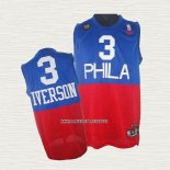 Allen Iverson NO 3 Camiseta Philadelphia 76ers Retro Azul Rojo