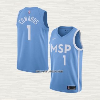 Anthony Edwards NO 1 Camiseta Minnesota Timberwolves Ciudad Azul