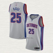 Derrick Rose NO 25 Camiseta Detroit Pistons Statement Gris