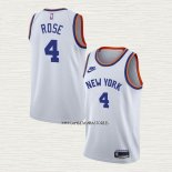 Derrick Rose NO 4 Camiseta New York Knicks 75th Anniversary Blanco