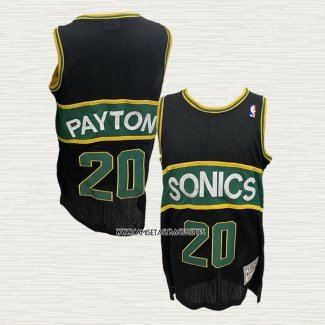 Gary Payton NO 20 Camiseta Seattle SuperSonics Mitchell & Ness 1994-95 Negro