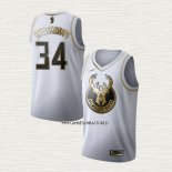 Giannis Antetokounmpo NO 34 Camiseta Milwaukee Bucks Golden Edition Blanco