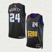 Jalen Pickett NO 24 Camiseta Denver Nuggets Ciudad 2023-24 Negro