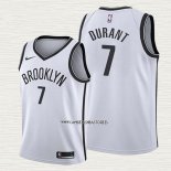 Kevin Durant NO 7 Camiseta Nino Brooklyn Nets Association 2019 Blanco