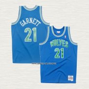 Kevin Garnett NO 21 Camiseta Minnesota Timberwolves Hardwood Classics Throwback Azul