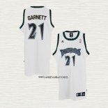 Kevin Garnett NO 21 Camiseta Minnesota Timberwolves Retro Blanco