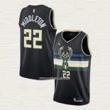 Khris Middleton NO 22 Camiseta Milwaukee Bucks Statement 2020-21 Negro