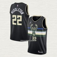 Khris Middleton NO 22 Camiseta Milwaukee Bucks Statement 2020-21 Negro