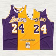 Kobe Bryant NO 24 Camiseta Los Angeles Lakers Mitchell & Ness Split 1996-97 Amarillo Violeta