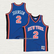 Larry Johnson NO 2 Camiseta New York Knicks Hardwood Classics Throwback Azul