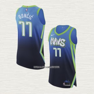 Luka Doncic NO 77 Camiseta Dallas Mavericks Ciudad Autentico Azul