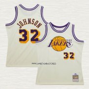 Magic Johnson NO 32 Camiseta Los Angeles Lakers Mitchell & Ness Chainstitch Crema