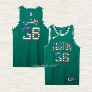 Marcus Smart NO 36 Camiseta Boston Celtics Bandera Edition 75th Verde