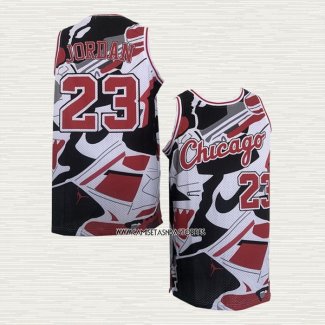 Michael Jordan NO 23 Camiseta Chicago Bulls Blanco Negro Rojo