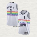 Michael Porter NO 1 Camiseta Denver Nuggets Ciudad Blanco