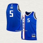 NO 5 Camiseta Nino Sacramento Kings Ciudad 2023-24 Azul De'aaron Fox