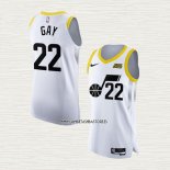 Rudy Gay NO 22 Camiseta Utah Jazz Association Autentico 2022-23 Blanco