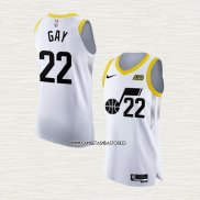 Rudy Gay NO 22 Camiseta Utah Jazz Association Autentico 2022-23 Blanco