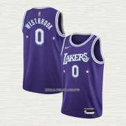 Russell Westbrook NO 0 Camiseta Los Angeles Lakers Ciudad Edition 2021-22 Violeta