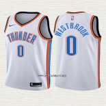 Russell Westbrook NO 0 Camiseta Nino Oklahoma City Thunder Association 2017-18 Blanco
