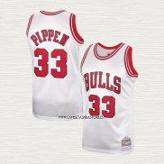 Scottie Pippen NO 33 Camiseta Chicago Bulls Mitchell & Ness 1997-98 Blanco