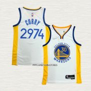 Stephen Curry Camiseta Golden State Warriors 2974th 3 Points Blanco