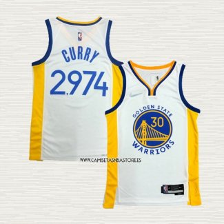 Stephen Curry Camiseta Golden State Warriors 2974th 3 Points Blanco