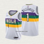 Zion Williamson NO 1 Camiseta Nino New Orleans Pelicans Ciudad 2019-20 Blanco